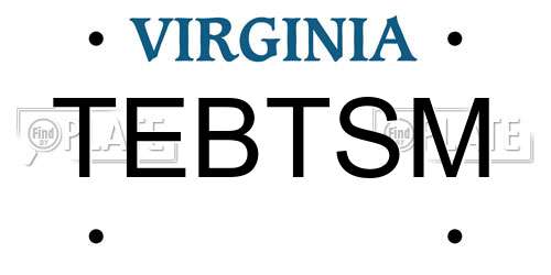 TEBTSM Virginia License Plate