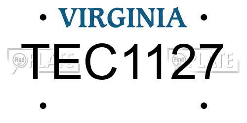 TEC1127 Virginia License Plate