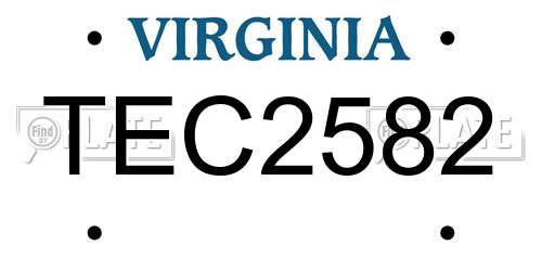 TEC2582 Virginia License Plate