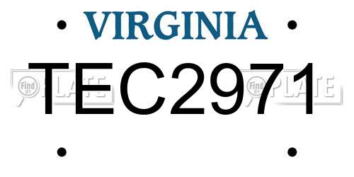 TEC2971 Virginia License Plate