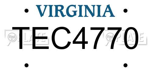 TEC4770 Virginia License Plate