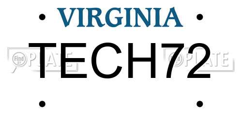 TECH72 Virginia License Plate