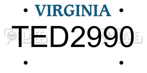 TED2990 Virginia License Plate