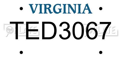 TED3067 Virginia License Plate