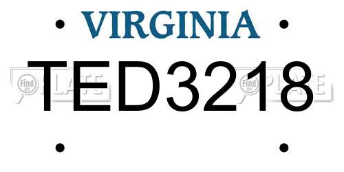 TED3218 Virginia License Plate