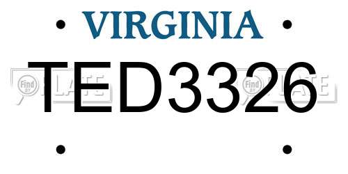 TED3326 Virginia License Plate