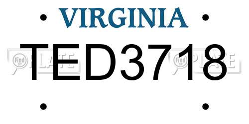 TED3718 Virginia License Plate