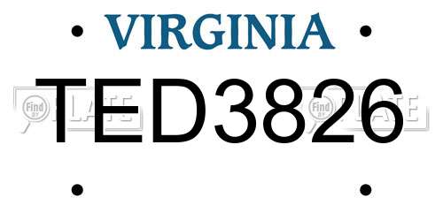 TED3826 Virginia License Plate