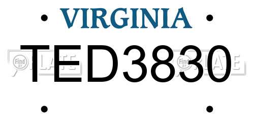 TED3830 Virginia License Plate