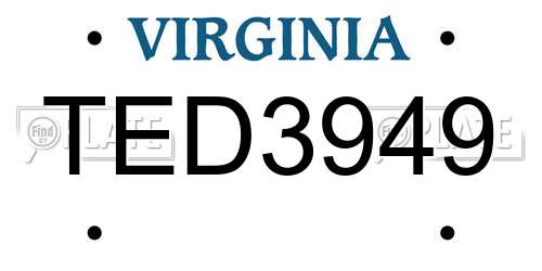 TED3949 Virginia License Plate