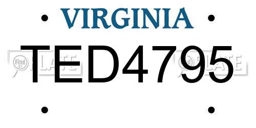 TED4795 Virginia License Plate