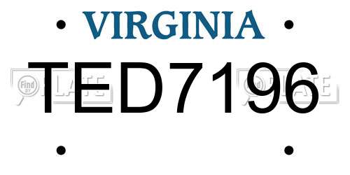 TED7196 Virginia License Plate