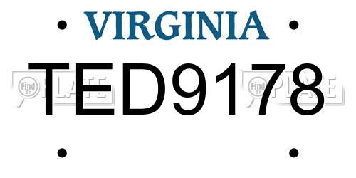 TED9178 Virginia License Plate