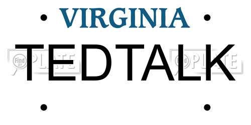 TEDTALK Virginia License Plate