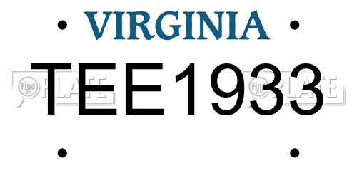 TEE1933 Virginia License Plate
