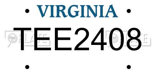 TEE2408 Virginia License Plate