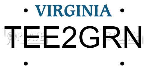 TEE2GRN Virginia License Plate