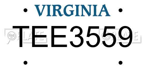 TEE3559 Virginia License Plate