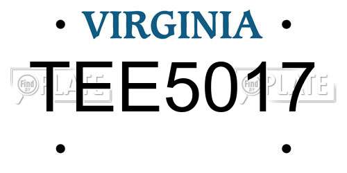 TEE5017 Virginia License Plate
