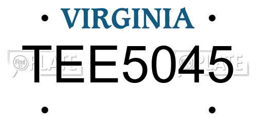 TEE5045 Virginia License Plate