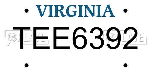 TEE6392 Virginia License Plate