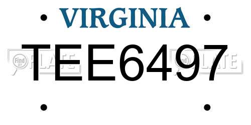 TEE6497 Virginia License Plate