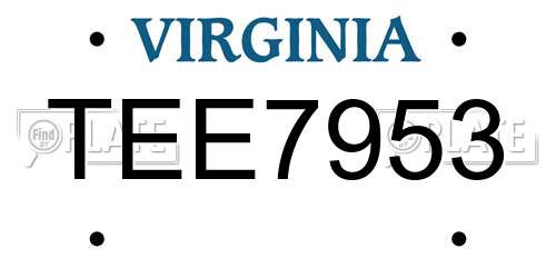 TEE7953 Virginia License Plate