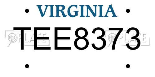 TEE8373 Virginia License Plate
