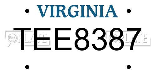 TEE8387 Virginia License Plate