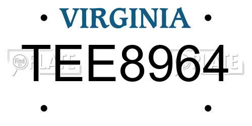 TEE8964 Virginia License Plate