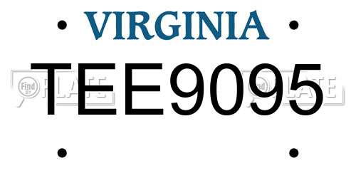 TEE9095 Virginia License Plate