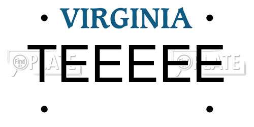 TEEEEE Virginia License Plate