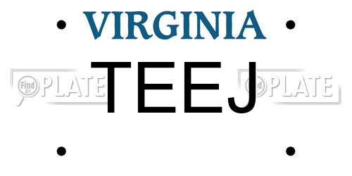 TEEJ Virginia License Plate