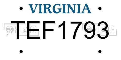 TEF1793 Virginia License Plate