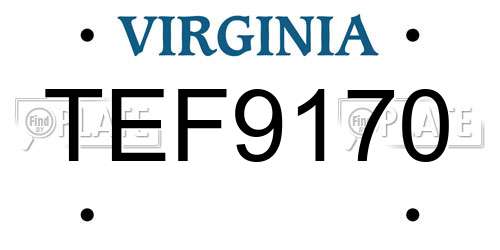 TEF9170 Virginia License Plate
