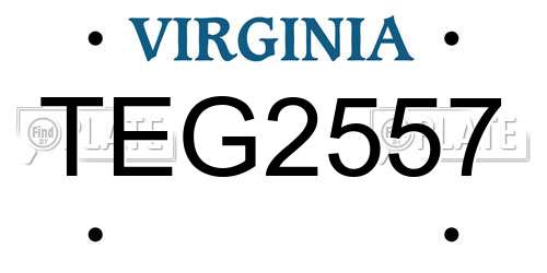 TEG2557 Virginia License Plate