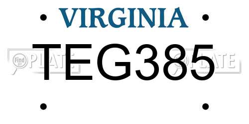 TEG385 Virginia License Plate
