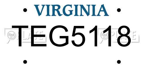 TEG5118 Virginia License Plate
