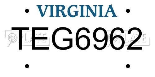 TEG6962 Virginia License Plate
