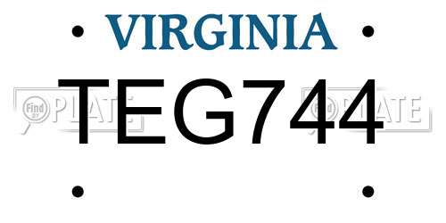 TEG744 Virginia License Plate