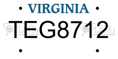 TEG8712 Virginia License Plate