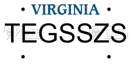 TEGSSZS Virginia License Plate