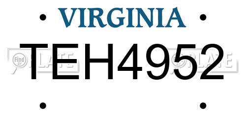 TEH4952 Virginia License Plate