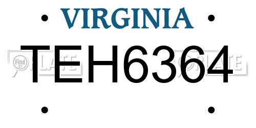 TEH6364 Virginia License Plate