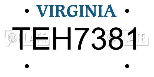TEH7381 Virginia License Plate
