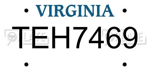 TEH7469 Virginia License Plate