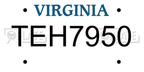 TEH7950 Virginia License Plate