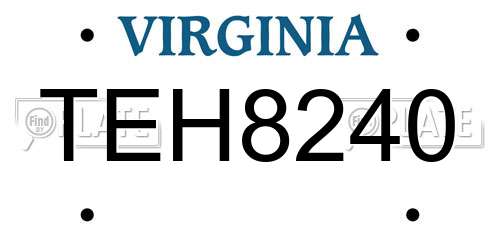 TEH8240 Virginia License Plate