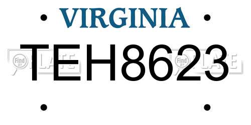 TEH8623 Virginia License Plate