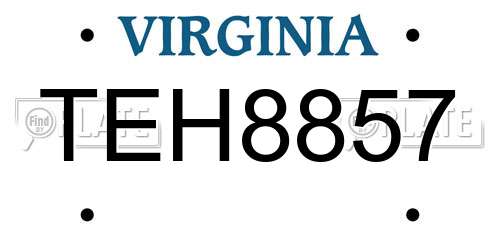 TEH8857 Virginia License Plate
